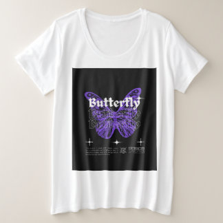 Butterfly-ontwerp Grote Maat T-shirt