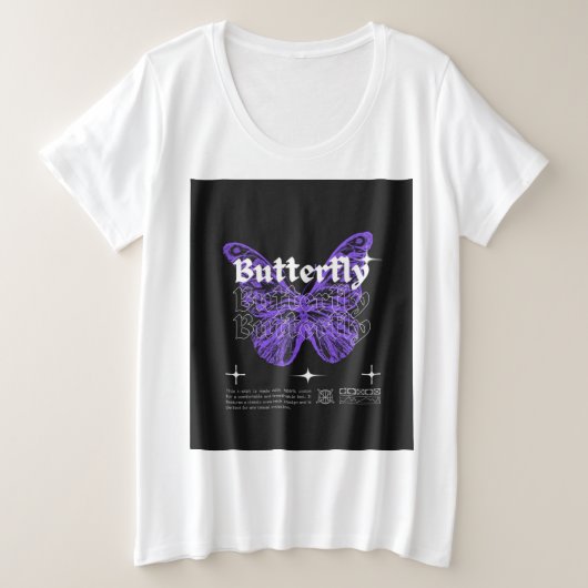 Butterfly-ontwerp Grote Maat T-shirt (Design voorkant)