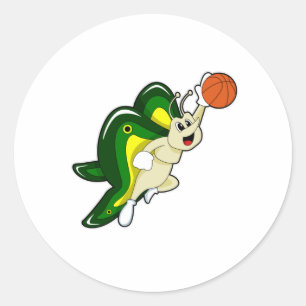Butterfly op Basketball Sports Ronde Sticker
