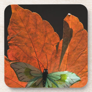 Butterfly op blad 2 onderzetter