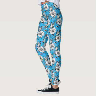 Butterfly op bloem patroon blauw ontwerp leggings