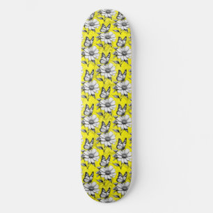 Butterfly op bloem patroon geel ontwerp persoonlijk skateboard
