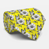 Butterfly op bloem patroon geel ontwerp stropdas (Opgerold)