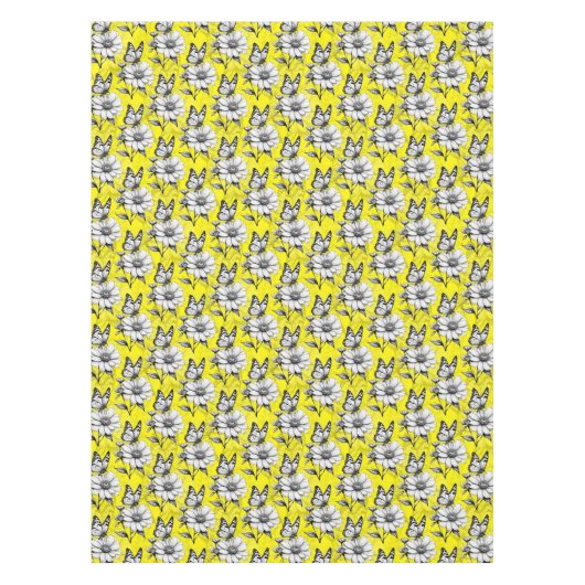 Butterfly op bloem patroon geel ontwerp tafelkleed (Voorkant)