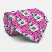 Butterfly op bloem patroon roze ontwerp stropdas (Opgerold)