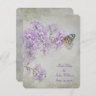 Butterfly op Lilacs bruiloft nodig Kaart