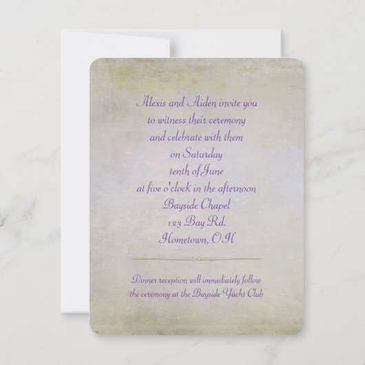 Butterfly op Lilacs bruiloft nodig Kaart (Achterkant)