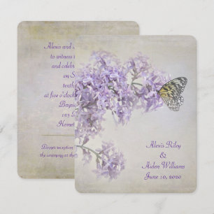 Butterfly op Lilacs bruiloft nodig Kaart