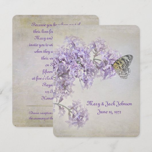 Butterfly op Lilacs Vow Renewal Kaart (Voorkant / Achterkant)