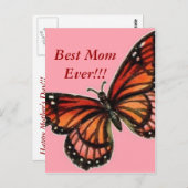 Butterfly op Pink Happy Moederdag!! Briefkaart (Voorkant / Achterkant)