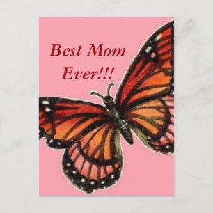 Butterfly op Pink Happy Moederdag!! Briefkaart