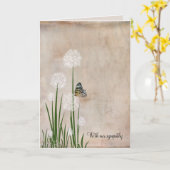 Butterfly op Puff Flower Sympathia Card Kaart (Gele Bloem)