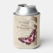Butterfly op satijnachtergrond blikjeskoeler (Blikje Voorkant)