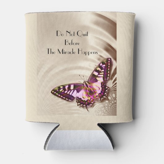 Butterfly op satijnachtergrond blikjeskoeler (Voorkant)