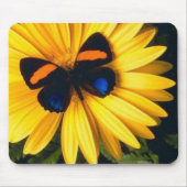Butterfly op Yellow Daisy Muismat (Voorkant)
