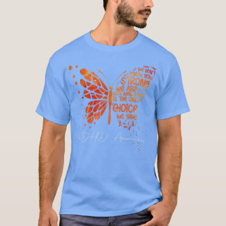 Butterfly Oranje Ribbon ADHD Awareness T-shirt