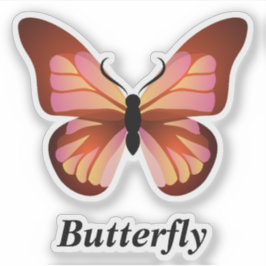 Butterfly Oranje roze zwart Sticker