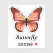Butterfly Oranje roze zwart Sticker (Vel)