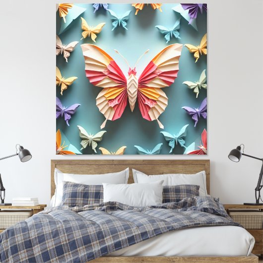 Butterfly Origami Canvas Afdruk (Insitu (Slaapkamer))