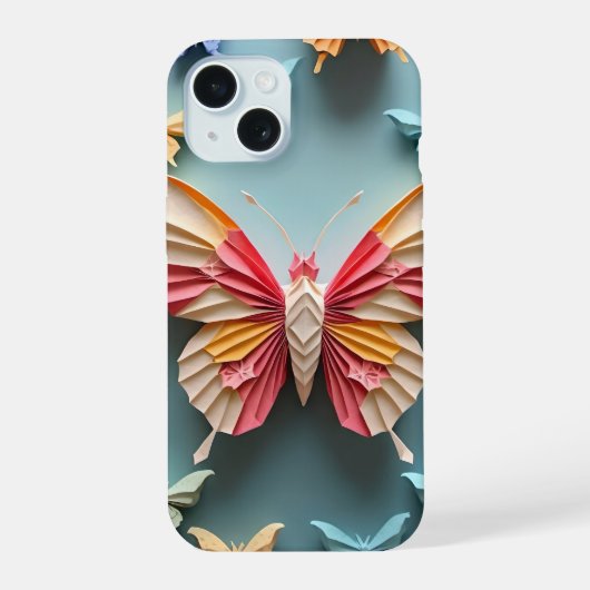 Butterfly Origami iPhone 15 Case (Achterkant)