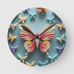 Butterfly Origami Ronde Klok