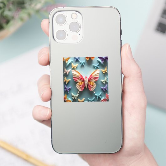 Butterfly Origami Sticker (Telefoon)
