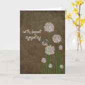 Butterfly over Puff flower sympathie Kaart (Gele Bloem)