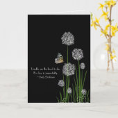 Butterfly over Puff flower sympathie Kaart (Gele Bloem)