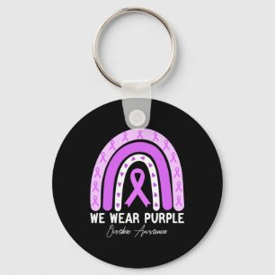 Butterfly Overdose Awareness Maand Paarse Lint Sleutelhanger
