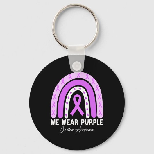 Butterfly Overdose Awareness Maand Paarse Lint Sleutelhanger (Voorkant)