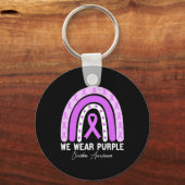 Butterfly Overdose Awareness Maand Paarse Lint Sleutelhanger (Voorkant)