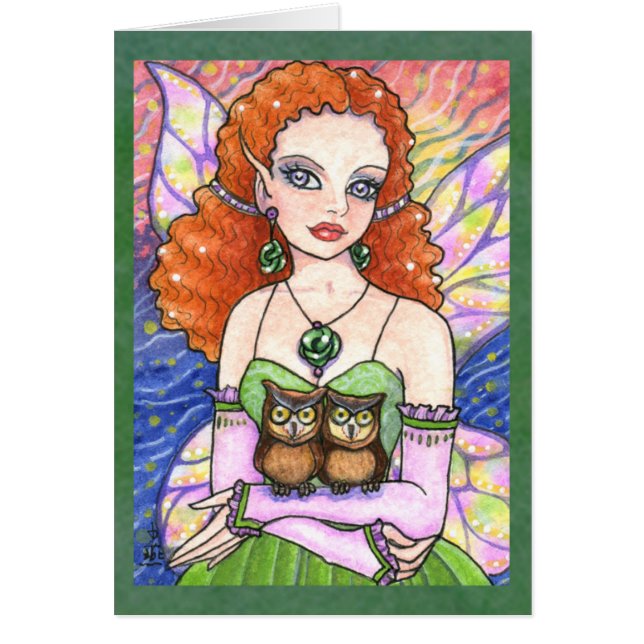 Butterfly Owl Bird Fantasy Card van Ann Howar (Voorkant)