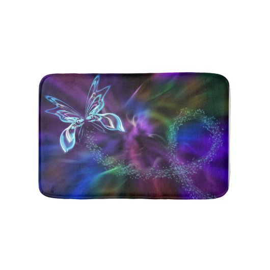 Butterfly Paars Abstracte Bath Mat (Voorkant)