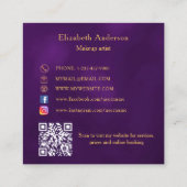 Butterfly paars goud QR code elegant script Vierkante Visitekaartje (Achterkant)