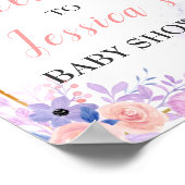 Butterfly Paars Pink Girl Baby shower Welkom Poster (Hoek)