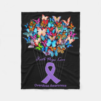 Butterfly Paars Ribbon Sunflower Overdose Awarene Fleece Deken