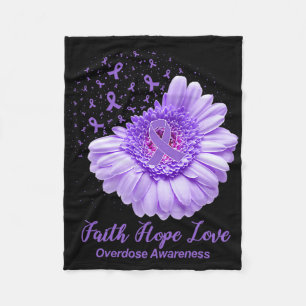 Butterfly Paars Ribbon Sunflower Overdose Awarene Fleece Deken