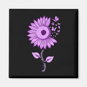 Butterfly Paars Ribbon Sunflower Overdose Awarene Magneet