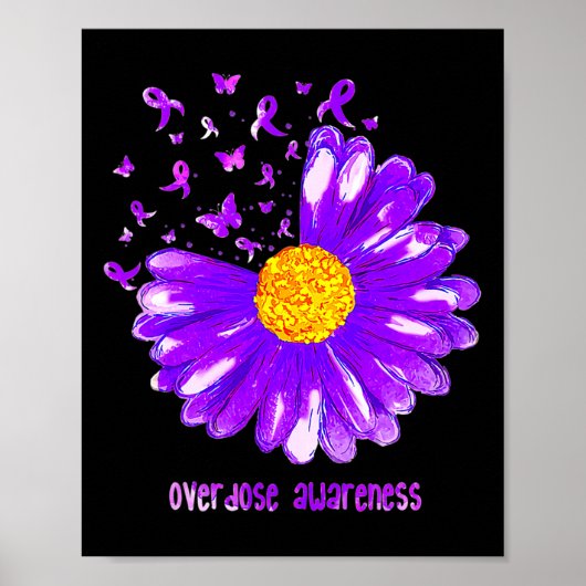 Butterfly Paars Ribbon Sunflower Overdose Awarene Poster (Voorkant)