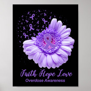 Butterfly Paars Ribbon Sunflower Overdose Awarene Poster