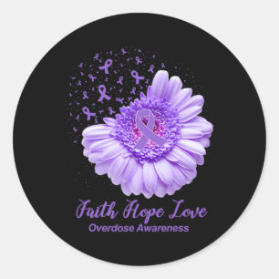 Butterfly Paars Ribbon Sunflower Overdose Awarene Ronde Sticker