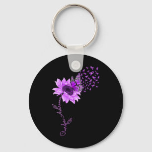 Butterfly Paars Ribbon Sunflower Overdose Awarene Sleutelhanger