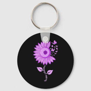 Butterfly Paars Ribbon Sunflower Overdose Awarene Sleutelhanger