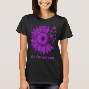 Butterfly Paars Ribbon Sunflower Overdose Awarene T-shirt