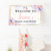 Butterfly Paars roze Baby shower Achtergrond Spandoek (Insitu)