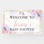 Butterfly Paars roze Baby shower Achtergrond Spandoek (Horizontaal)