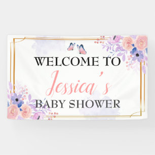 Butterfly Paars roze Baby shower Achtergrond Spandoek