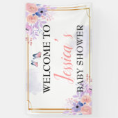 Butterfly Paars roze Baby shower Achtergrond Spandoek (Verticaal)