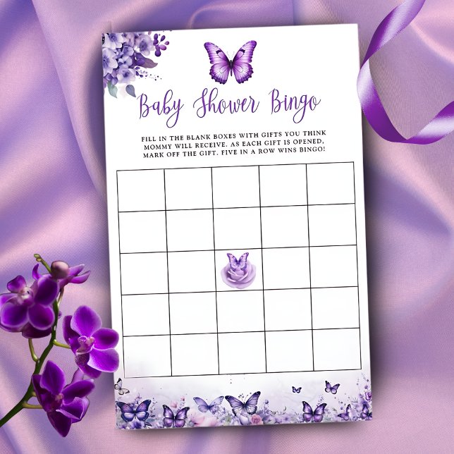 Butterfly Paarse Bingo Baby shower Spel (Creator heeft geüpload)