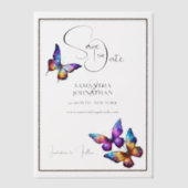 Butterfly paarse blauw sinaasappel save the date vellum uitnodigingen (Voorkant)